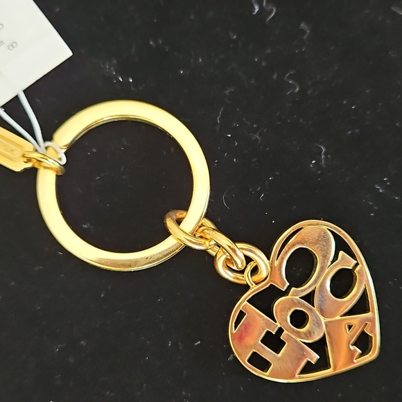 RARE COACH Poppy Heart Key Chain Ring Candy colored Key Fob Hang Tag - Picture 5 of 5